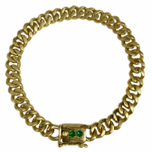 Pulsera cubana esmeralda oro